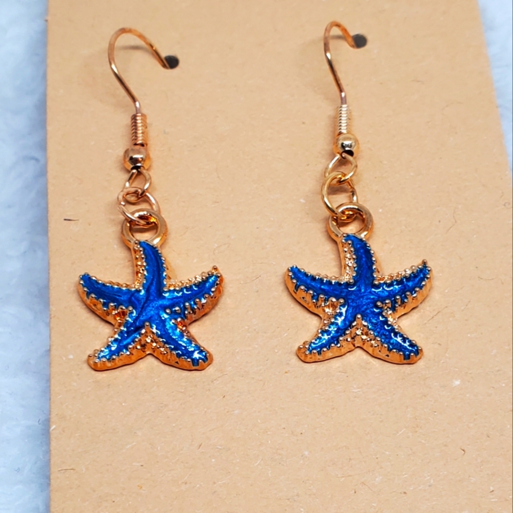 7/$10 Blue Starfish Earrings, New